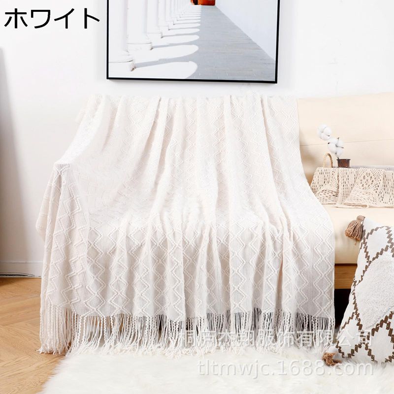 冷房対策 タッセル付きケット 毛布 掛け布団 お昼寝 ひざ掛け 年中快適 夏用 ふわふわ 柔らかく肌触り ..