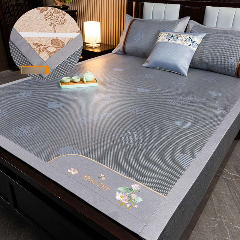 籐草畳 夏用敷きパッド ベッドパッド 3点セット 枕カバー付き リバーシブル 籐藁マットレス 両面 竹シ..