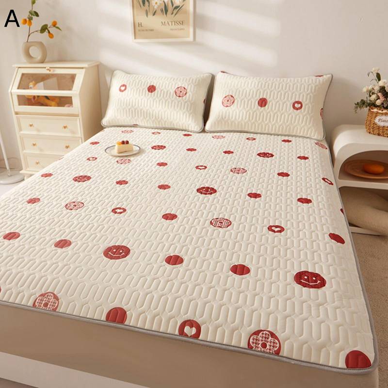 敷きマット 天然ゴム シングル ダブル 枕カバー付き 冷感マット ベッドパッド 夏用 春夏 おしゃれ 可愛..
