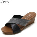 ミュール ウェッジサンダル 6cmアップ クロスストラップ レディース 夏用 大きいサイズ 蒸れない オープントゥ ビーサン 美脚 軽量 滑り止め 歩きやすい ...