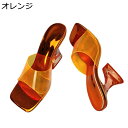 ビーチサンダル クリア ミュール レディース 可愛い 夏用 ハイヒール 個性 スリッパ 前開き サンダル 美脚 軽量 防滑 クリスタル 通気 痛くない 女性 オ...