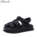 グラディエーターサンダル 透かし彫り 編み込みサンダル 4cm 厚底 レディース ウォーキング PUレザー 夏 ビーチサンダル ローマ風 耐摩耗性 プラットフォ...
