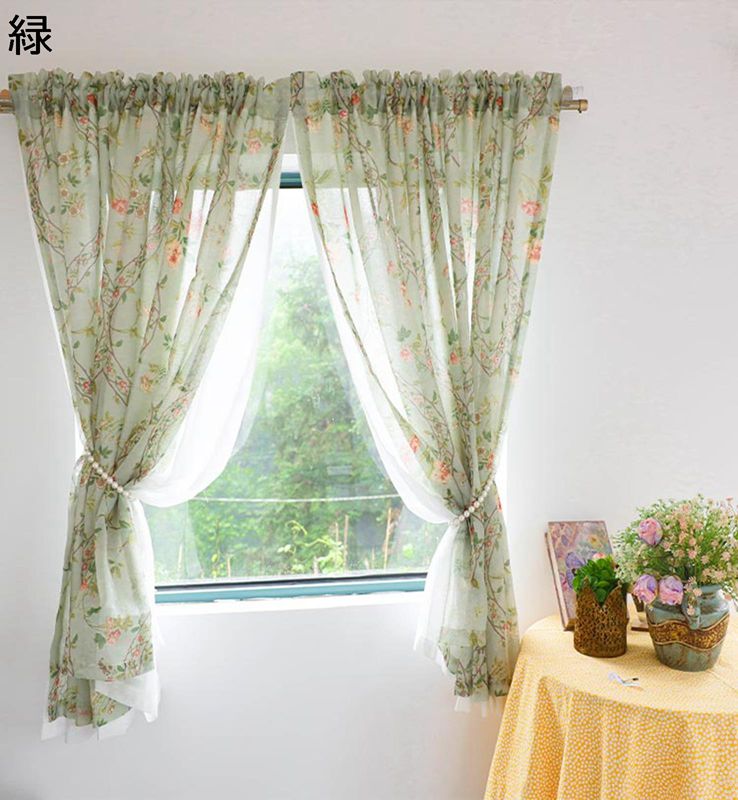 カフェカーテン 花柄 少し目隠し 小窓カフェカーテン つっぱり棒付き 北欧ハーフカーテン 半遮光 防塵カーテン 出窓 防虫 防塵 装飾 遮像 店舗 部屋用 リビングルーム ユニーク かわいい 喫茶店