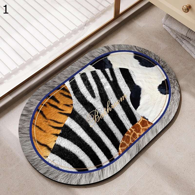 キッチンマット 珪藻土 楕円 パッチワーク柄 ゼブラ 厚さ5mm 水切り 玄関マット ドアマット 足ふきマット バスマット 軽い 柔軟 防ダニ 防カビ 傘立てマット 個性的 お風呂場 玄関 店舗用 足元