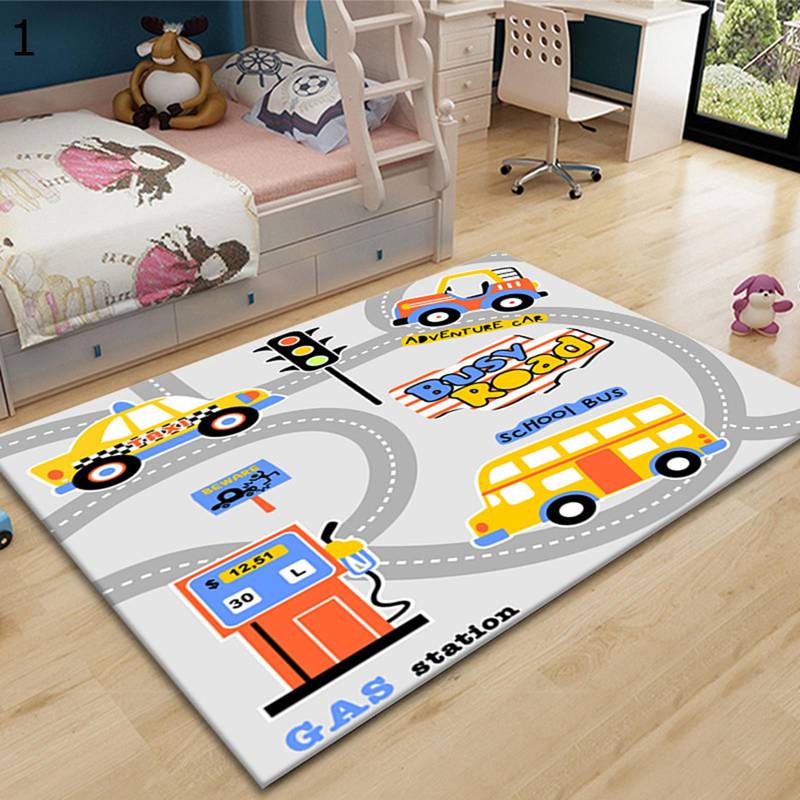 大判 子供用カーペット プレイマット キッズ 滑り止め 吸水 耐摩耗性 線路図柄 動物柄 ゲームパッド 遊びマット さらさら 踏み心地良い 防ダニ 防音 リビング 幼稚園 保育園 小学校 ルームマット