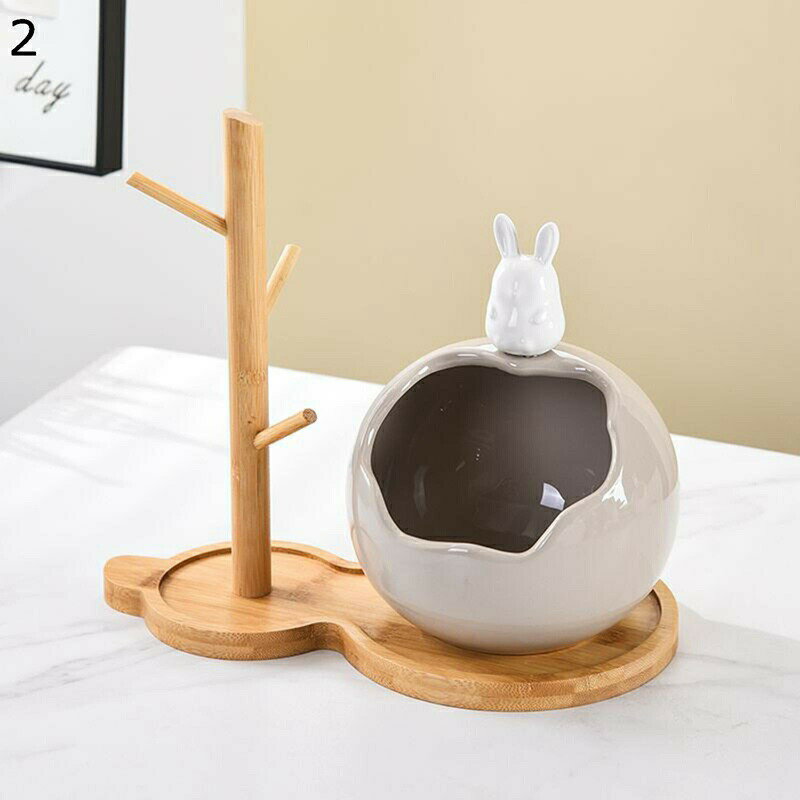 キー収納 玄関収納 兎の置物 卓上置物 鍵置き かわいい 多機能収納 腕時計置き 動物像 陶器 収納ケース 小物入れ リモコン/キャンディーなど小物収納 インテリア 飾り 雑貨 新築祝い リビングルーム おしゃれ オフィス