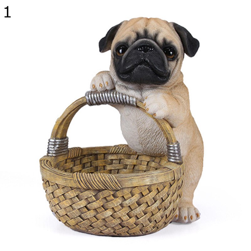 鍵置き 玄関収納 犬の像の置物 インテリア 卓上 彫刻装飾 樹脂 かわいい 腕時計置き かわいい犬のバスケット収納 リモコン/キャンディーなど小物収納 雑貨 誕生日プレゼント 新築祝い 子供 カップル オフィス 面白い おしゃれ(4)