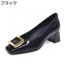 パンプス レディース ハイヒールパンプス 本革 5cm太ヒール スクエアトゥ 金具飾り クロコダイル型押し 婦人靴 軽量 疲れない 美脚 細身 通気 メイド靴 jk コスプレ 春秋 ロリータシューズ(4)