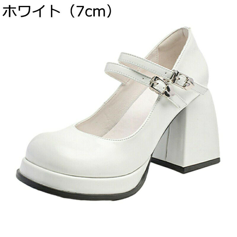 パンプス ハイヒール レディース ロリータ コスプレ靴 定番 シンプル プラットフォーム 太ヒール ラウンドトゥ ロリータ靴 快適 歩きやすい 滑り止め 軽い 痛くない お茶会 演劇 舞台 メイド靴