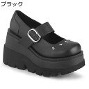 レディース ロリータ靴 パンク 厚底パンプス プラットフォーム メイド靴 おでこ靴 可愛い ラウンドトゥ ウエッジソール 星飾り ゴスロリ 地雷系 サブカル 太ヒール 地下アイドル ダンス ツーリング