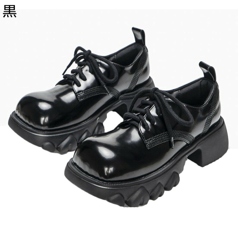オックスフォードシューズ スクエアトゥ おじ靴 エナメル レースアップ チャンキーヒール プラットフォーム 太ヒール 厚底パンプス おしゃれ モード系 ユニセッ...