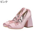 クロスベルト バレエシューズ ハイヒール パンプス レディース 蝶結び サテン リボン ロリータ靴 太ヒールヒール9cm 可愛い ロリータシューズ ロリータパンプス スクエアトゥ 美脚 痛くない