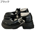 ロリータパンプス レディース チャンキーヒール 厚底パンプス バックル リベット エナメル 太ヒール 身長up おしゃれ サブカル 地雷系 ゴスロリ コスプレ クッション性 軽量 痛くない ロリータ靴