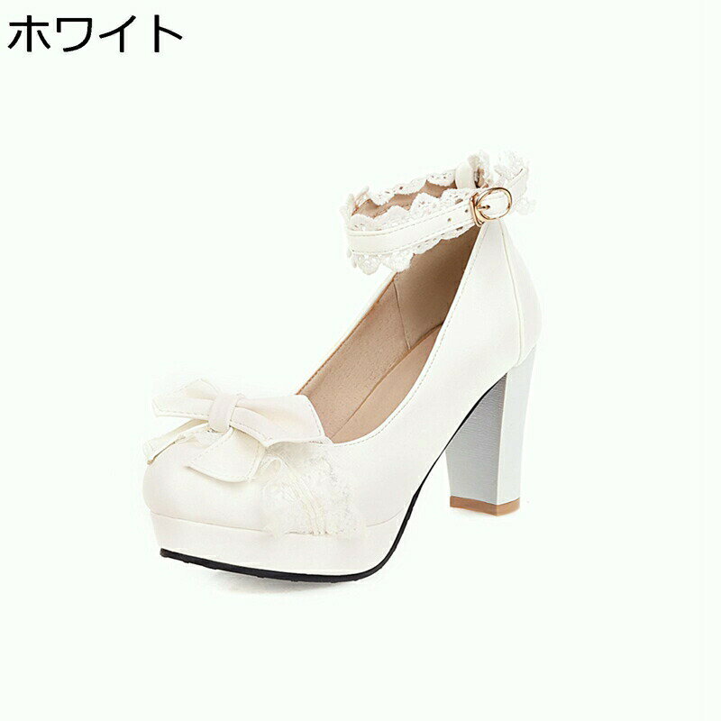 パンプス ハイヒール レディース ロリータ コスプレ靴 姫系 かわいい プラットフォーム 太ヒール ラウンドトゥ ヒール8.5cm 快適 歩きやすい 滑り止め 軽い お茶会 演劇 大きいサイズ 男の娘