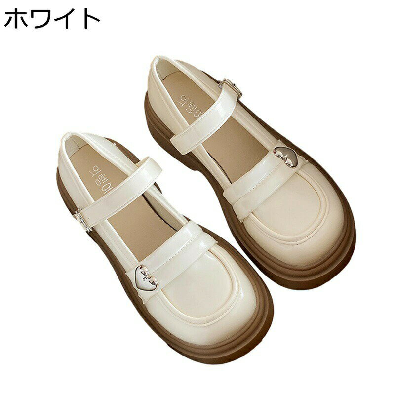 厚底パンプス ハート 可愛い レディース ストライプパンプス ロリータ プラットフォーム ローファー カジュアル 柔らかい 痛くない 衝撃吸収 軽い 歩きやすい...