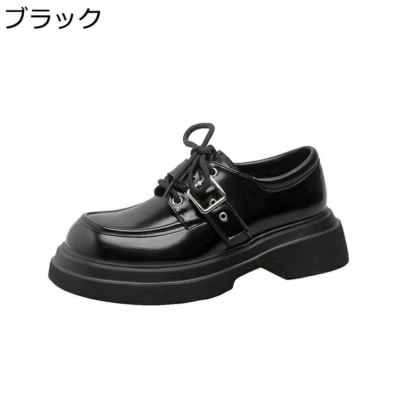 楽天parte1パンプス レディース ハイヒールパンプス オックスフォードシューズ レースアップ ベルトバックル 5cm太ヒール 厚底 革靴 身長アップ 疲れない 滑り止め 美脚 細身 春秋 メイド靴 jk コスプレ