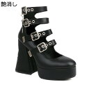 レディース メリージェーン 粗いかかと 12cm身長アップ 髑髏柄 アンクルストラップ4本 パンプス ハイヒール 美脚 ファッション ゴスロリ ゴシック 原宿系 暗黒系 セクシー コスプレ 日常 街着 22-26.5cm