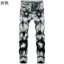 ジーンズ デニムパンツ タイダイ染 ウォッシュ加工 袴パンツ ボトムス メンズ スリム 原宿風 紳士用 スポーツ ファッション 厚手 ストリート hiphop系...