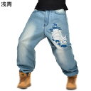 ジーンズパンツ デニムパンツ 長ズボン メンズ ダメージ加工 ワイドパンツ キングサイズ 大きめ 紳士用 ウォッシュ加工 クラッシュ 動きやすい トレンド ストリート hiphop系 秋物 ビター系 アメカジ