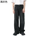 ジーンズパンツ デニムパンツ 袴パンツ ボトムス メンズ 太め ワイドパンツ 大きい 男性 ウォッシュ加工 リラックス ストリート hiphop系 オールシーズ...