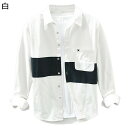 メンズシャツ 綿100 長袖 ジャケットシャツ 開襟 春秋着 カジュアルシャツ コットン パッチワーク 切り替え 流行り 快適 軽い 通気性 コート 会社 通勤...