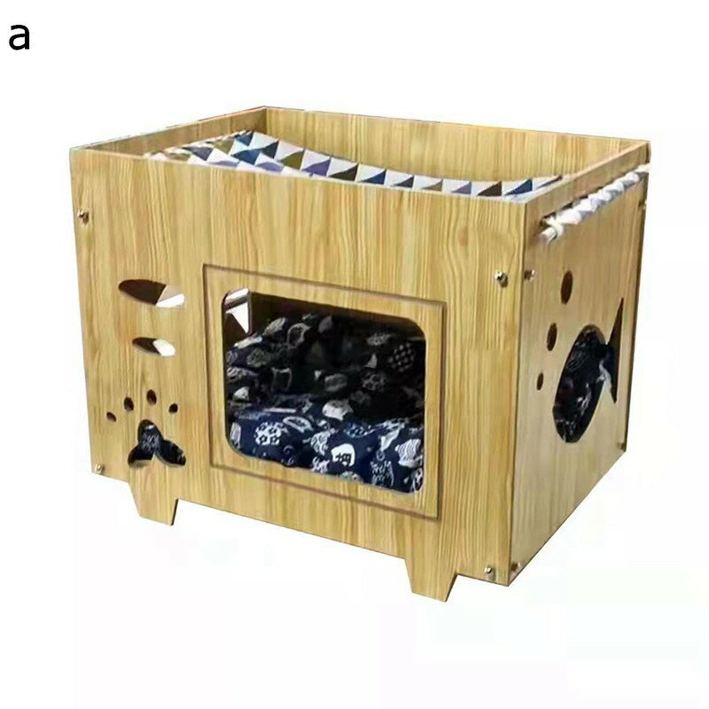 箱型 木製品 ペットベッド クッション付き ペットベッド 通年適用 テレビのデザイン 室内用 お手入れ簡..