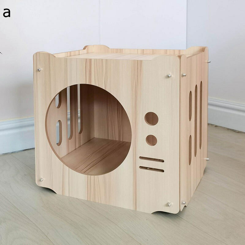 ペットハウス テレビ型 木製品 ケース型 頑丈 室内 室外 ペットベッド 通年適用 清潔便利 お手入れ簡単..