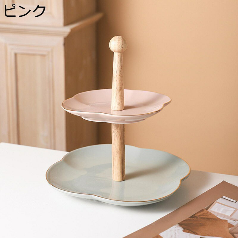 ケーキディスプレイスタンド 2段 フルーツプレート デザート展示台 多層デザートテーブルケーキディス..