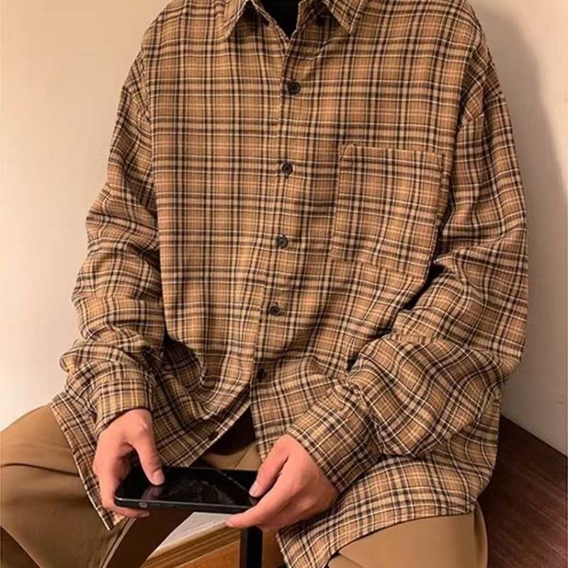 チェックシャツ 長袖 カジュアルシャツ 軽量 カップル ラペル フィット 前開き 柔らかい チェック柄 大きめ トップス 運動 サッカー 普段着 おしゃれ ゆったり 春夏秋 肌触り良い