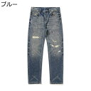 カーゴパンツ デニムパンツ 男性 綿100 大きいサイズ 厚手 カジュアルパンツ ジーンズ ジーパン ジッパー ストレートフィット ヴィンテージ ダメージ ゆっ...