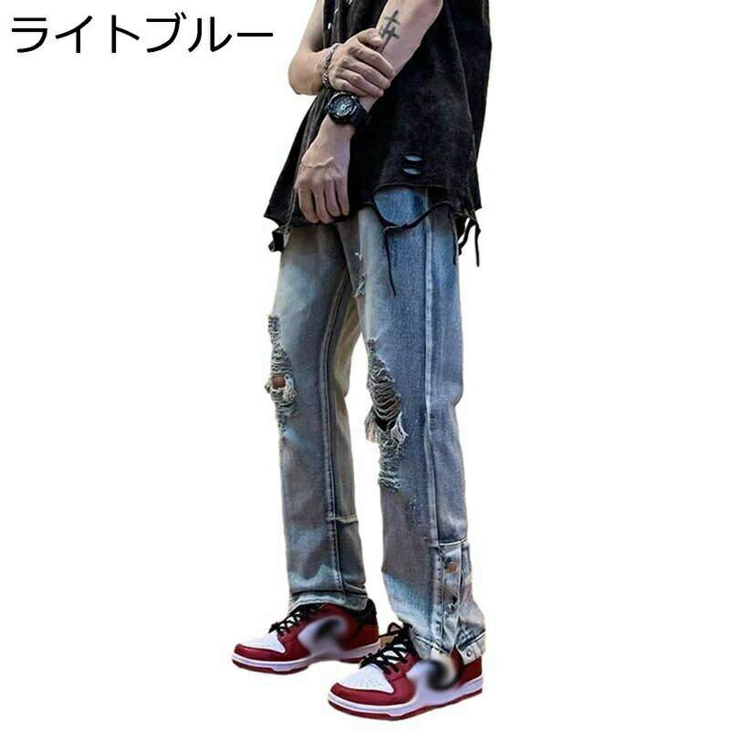 デニムパンツ ジーンズ メンズ ロングパンツ カーゴパンツ ヒップホップ おしゃれ 耐摩耗 ファスナー付き ファッション ポケット付き 吸水速乾 多機能 オールシーズン 旅行 通勤 普段着 ハイライズ