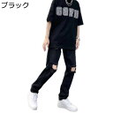 デニムパンツ メンズ 原宿系 ストリート 9分丈 薄い ジーンズ ジーパン サルエル ストレート ダメージ ゆったり おしゃれ ジッパー カジュアル パンツ ボ...