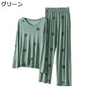 寝巻き 婦人 長袖 レディース パジャマ 水玉模様 プルオーバープル Vネック 大きいサイズ ルームウェアセット 二点セット カジュアル モーダル 快適 吸汗 通気 ゆったり 便利服 快眠 ふんわり 春秋(4)