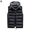 ベスト メンズ 10XL ダウンコットンベスト 大きいサイズ フード付き ジップアップ ジップポケット 中綿ベスト 秋冬 あったか 無袖アウター あったか 極暖...