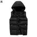 中綿ベスト メンズ フード付き 大きいサイズ M-6XL ジップアップ ジッパーポケット アウターベスト 秋冬服 暖かい 上着 袖なし 厚い 暖かい 通勤 通学...