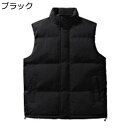 中綿ベスト メンズ ダウンコットンベスト ビッグサイズ 無地 立ち襟 綿入り あったかい 秋冬 厚手 防寒性 保温性 カジュアル チョッキ 冬服 日常 旅行 大きいサイズ 通勤通学