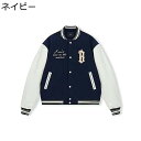 メンズ ジャンパー アメカジジャケット スタジャン ワッペン飾り PU革袖 パッチワーク 防寒 保温性 スタジアムジャンパー ヴァーシティ 野球服 秋 冬 ワイ...