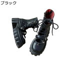 ブーティ ハイヒール レディース パンク ブーツ ハーフブーツ チャンキーヒール 厚底 カジュアル 身長UP ミドルブーツ バックル レースアップ ゴスロリ パ...