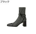 ショートブーツ ハイヒール チェク柄 レディース ブーティ チャンキーヒール ブーツ スクエアトゥ 秋冬 デイリー 歩きやすい 衝撃吸収 ミドルブーツ 通気 滑...