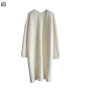 ニット ロングカーディガン 真珠 パール 長袖 レディース ショール もこもこ ふわふわ あったか 厚い Vネック 重ね着 素色 セーター 体型カバー スエット アウター 柔らかい 秋冬 シンプル 日常(4)
