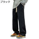 デニムパンツ ワイド メンズ ヴィンテージ ジーンズ ウォッシュ加工 おしゃれ ルーズ バギー Gパン おしゃれ ストリートモード 厚手 秋冬 引き紐付き ウエ...