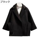 ラシャコート ショート丈 S~4XL ベルト付き レディース テーラード ビジネスジャケット チェスターコート 秋冬着 大きいサイズ カジュアル 着痩せ ゆったり トップス アウター 羽織り 通勤(4)