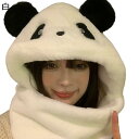 パンダデザイン マフラー 3in1 手袋 レディース 耳付きマフラー 一体型 かわいい 秋冬用 ぽかぽか 防寒 多機能 厚い もこもこ 小顔効果 スカーフ クリ...
