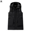 綿入れベスト 防寒ベスト メンズ 大きいサイズ フード着脱可 フルジップ ジップポケット 冬服 あたたかい上着 ゆったり 袖なし 保温 体型カバー 雪対策 日常...