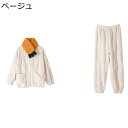 フランネルパジャマ レディース 上下セット ナイトウェア 兎柄 かわいい 寝巻き 暖かい 防寒保温 ふわもこ 厚い ゆったり 無地 秋冬着 寝間着 便利服 贈り物 ぱじゃま ファッション 女の子
