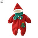 赤ちゃん ロンパース きぐるみ 赤ん坊 キッズ ジャンプスーツ クリスマスツリー柄 ジップ 秋冬用 フード付 保温 厚手 カバーオール 前開け 着せ替え便利 可愛い プレゼント 百日祝い パジャマ 柔らかい