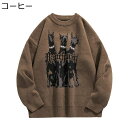 ゆったりセーター 犬柄 男女兼用 トップス プルオーバー あったかい 柔らか かっこいい レディース メンズ 丸首 ファッション クリスマス 新年 プレゼント ...