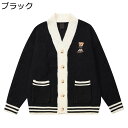 クマ柄カーディガン レディース メンズ Vネック ニットカットソー ゆったり 前開きセーター 暖かい 保温防寒 大きいサイズ カジュアル 男女兼用 トップス 中...