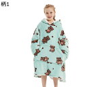 着る毛布 子供 キッズ かいまき 着るブランケット ルームウェア フード付き ポケット付き あったか ガウン パーカー 袖あり アニマル 動物 ゼブラ 裏ボア 裏起毛 厚手 かわいい 冬 洗濯機OK
