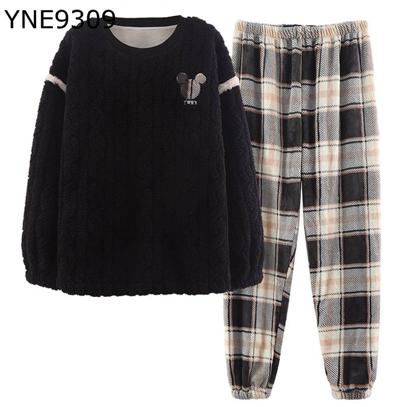 もこふわ メンズパジャマ あったか 部屋着 ナイトウェア 寝巻き ラウンドネック ゆったり 二点セット 厚手 柔らかい 吸汗通気 丸洗い 防寒 快適 優しい肌触り おおきいサイズ L-3XL 防寒着 寝間着